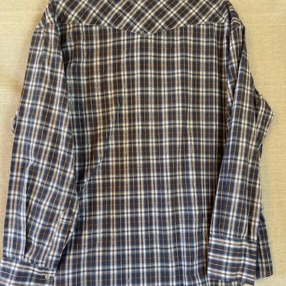 Vintage Pearl Snap Men's XL Navy Silver Plaid Western Youngbloods Long Sleeve - Picture 4 of 5
